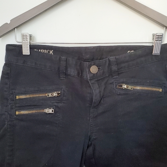 J. Crew Toothpick Ankle jeans black zippers moto style 28 stretch comfortable - Picture 4 of 8